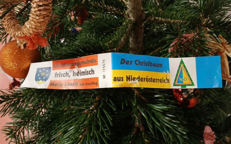 Weihnachtsbaum Herkunftsbanner aus heimischer Produktion