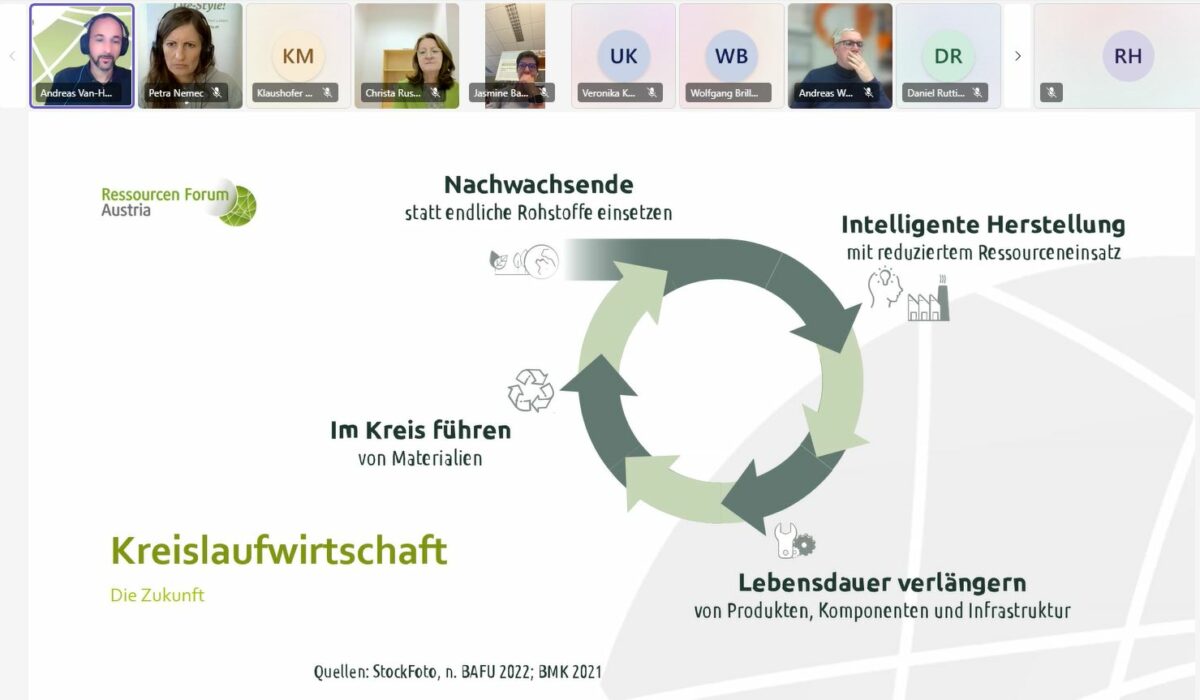 Screenshoot vom 7. Online-Netzwerktreffen wir-leben-nachhaltig zum Thema Kreislaufwirtschaft.